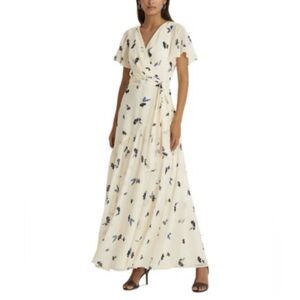 Lauren Ralph Lauren Women Floral Crinkled Georgette Gownsz 12 Casual 126 Ruffle